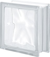 Pustaki szklane Q19 neutro O Seves Design, pustak szklany bezbarwny, luksfer chmurka, fala, Glasspol