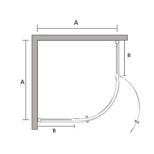 Kabina prysznicowa serii Stylio jednoskrzydłowa wysoka rysunek techniczny z góry.jpg