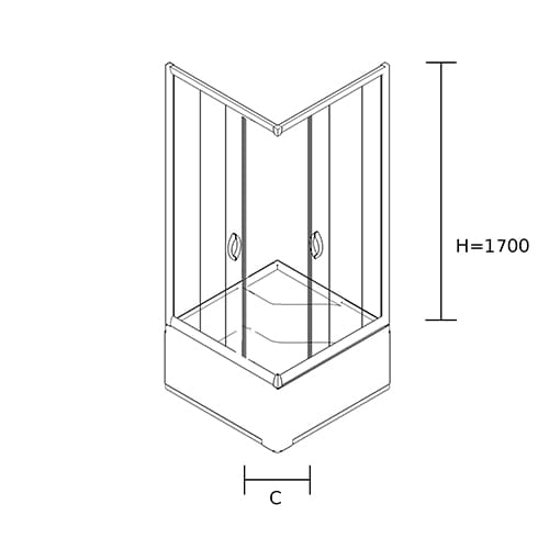 Kabina prysznicowa serii Stylio kwadratowa niska rysunek techniczny z przodu.jpg