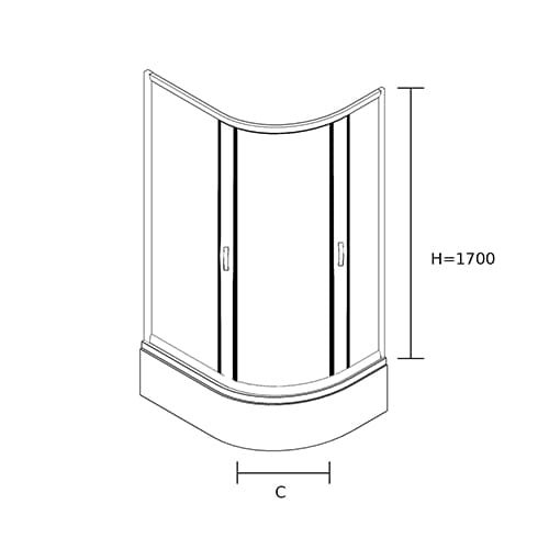 Kabina prysznicowa serii Stylio asymetryczna niska rysunek techniczny z przodu.jpg