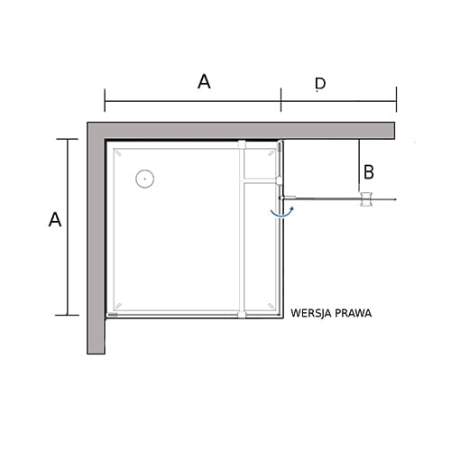 Kabina prysznicowa serii fresh line jednodrzwiowa  BK247 rysunek techniczny z góry.jpg