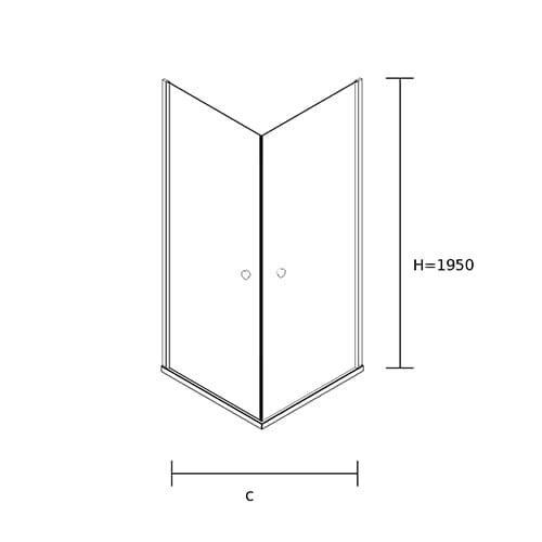 Kabina prysznicowa serii fresh line  dwudrzwiowa lustro rysunek techniczny z przodu.jpg