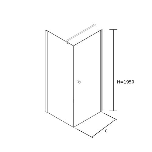 Kabina prysznicowa serii fresh line jednodrzwiowa lustro rysunek techniczny z przodu.jpg