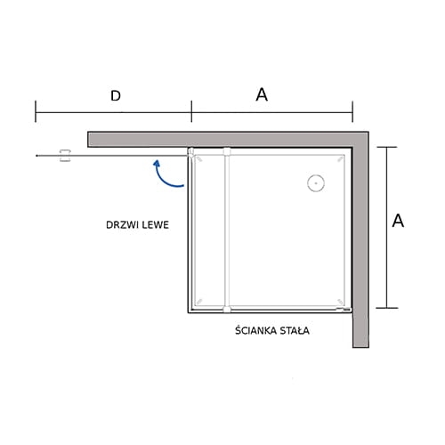 Kabina prysznicowa serii fresh line jednodrzwiowa lustro rysunek techniczny z góry.jpg