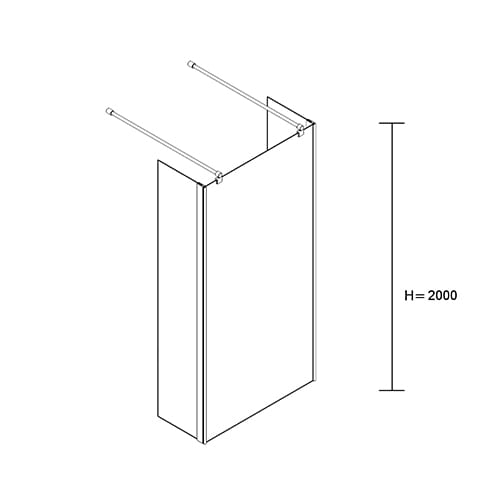 Kabina prysznicowa serii Easy in przyścienna BK254 rysunek techniczny z przodu.jpg