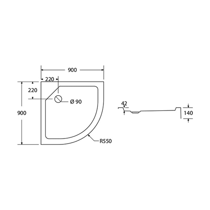 Brodzik z tworzywa SMC model 90 wysoki SMC02 rysunek techniczny.jpg
