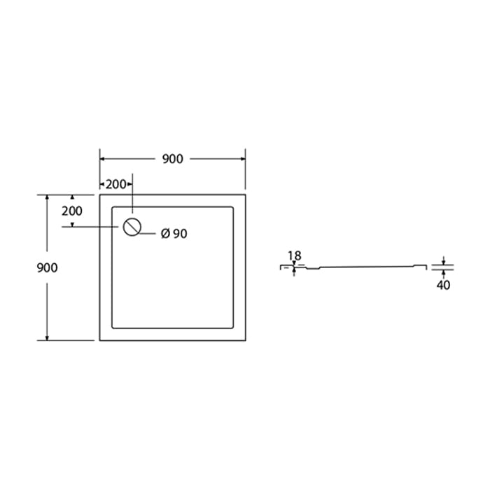 Brodzik z tworzywa SMC kwadratowy model 90 niski SMC04 rysunek techniczny.jpg