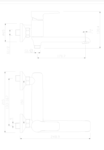 Bateria łazienkowa YO! chrom BJC910 rysunek techniczny.png
