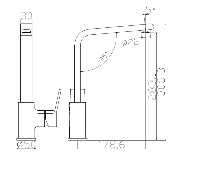Bateria łazienkowa SIMPLE chrom BJC205 rysunek techniczny.png