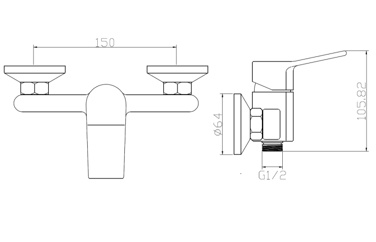 Bateria łazienkowa SIMPLE chrom BJC206 rysunek techniczny.png