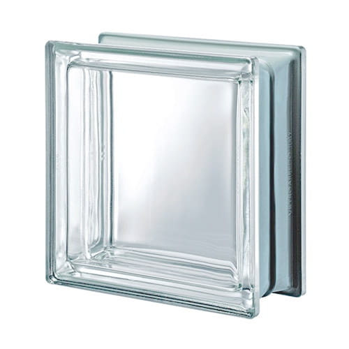Luksfery Q19 neutro T met Seves Design, pustak szklany metalizowany transparentny gładki, luksfer 19x19x8 cm czysty, glass blocks