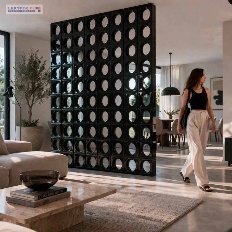 pustaki ceramiczne LOOP BLACK dekoracyjne pustaki z kołem w środku sklep luksfer-pl wizualizacja salon kuchnia.png