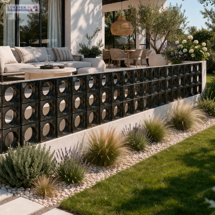 pustaki ceramiczne LOOP BLACK dekoracyjne pustaki z kołem w środku sklep luksfer-pl wizualizacja taras.png