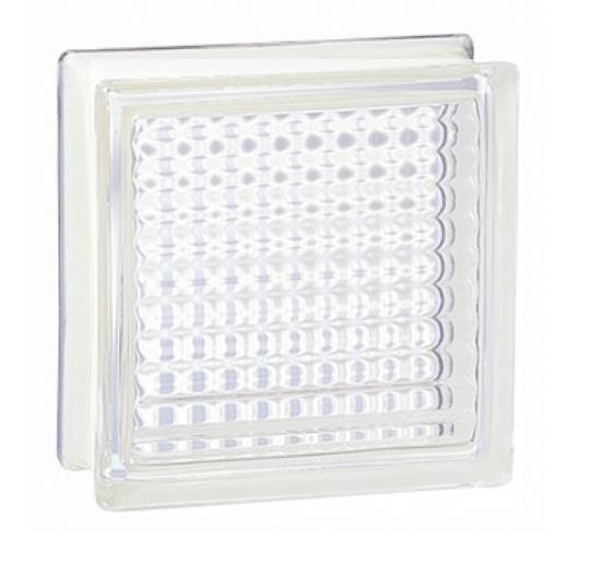 Pustak szklany 198 Clear Cross Reeded E 60 EI 15 La Rochere, luksfer bezbarwny matowy, satynowany jednostronnie, glass block, Glasspol