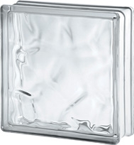 2424/8 Wave Nubio pustak szklany luksfer bezbarwny  Seves Basic, chmurka, fala 24 x 24 cm, Glasspol