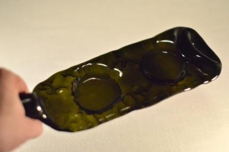 Szklana płaska butelka fusing. Szkło artystyczne. Luksfer.pl. 