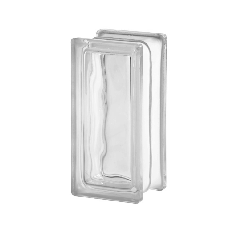 2411/8 Wave Nubio pustak szklany luksfer połówka chmurka, 24 x 11 cm, Seves Basic, pustak szklany bezbarwny, Glasspol