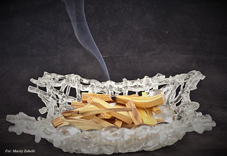 Palo-Santo.pl Święte drzewo na paterze ze szkła fusing. Holly Wood Palo Santo Polska Fot. Maciej Załuski 